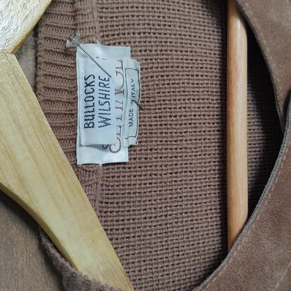 Vintage Setiage Made in Italy suede and Knit sweater Cardigan Jacket sz Med wom - Picture 3 of 17